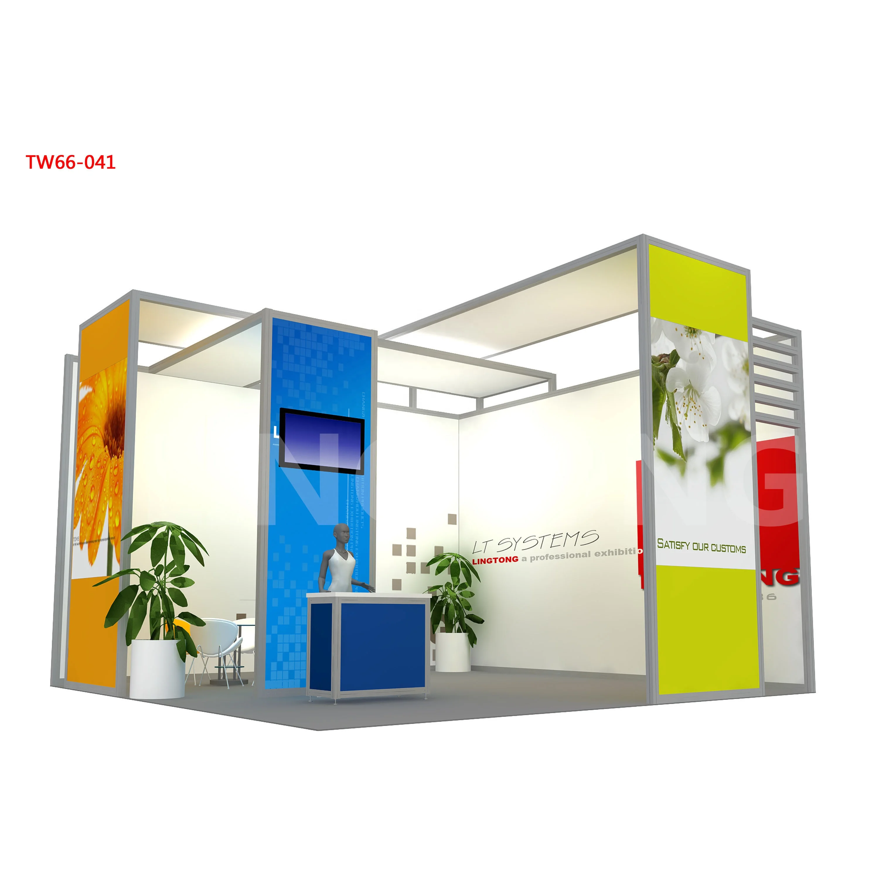6x6m Customized Exhibition Stand Booth With Aluminum Profiles and Other Lingtong Materials Different Prices in Description