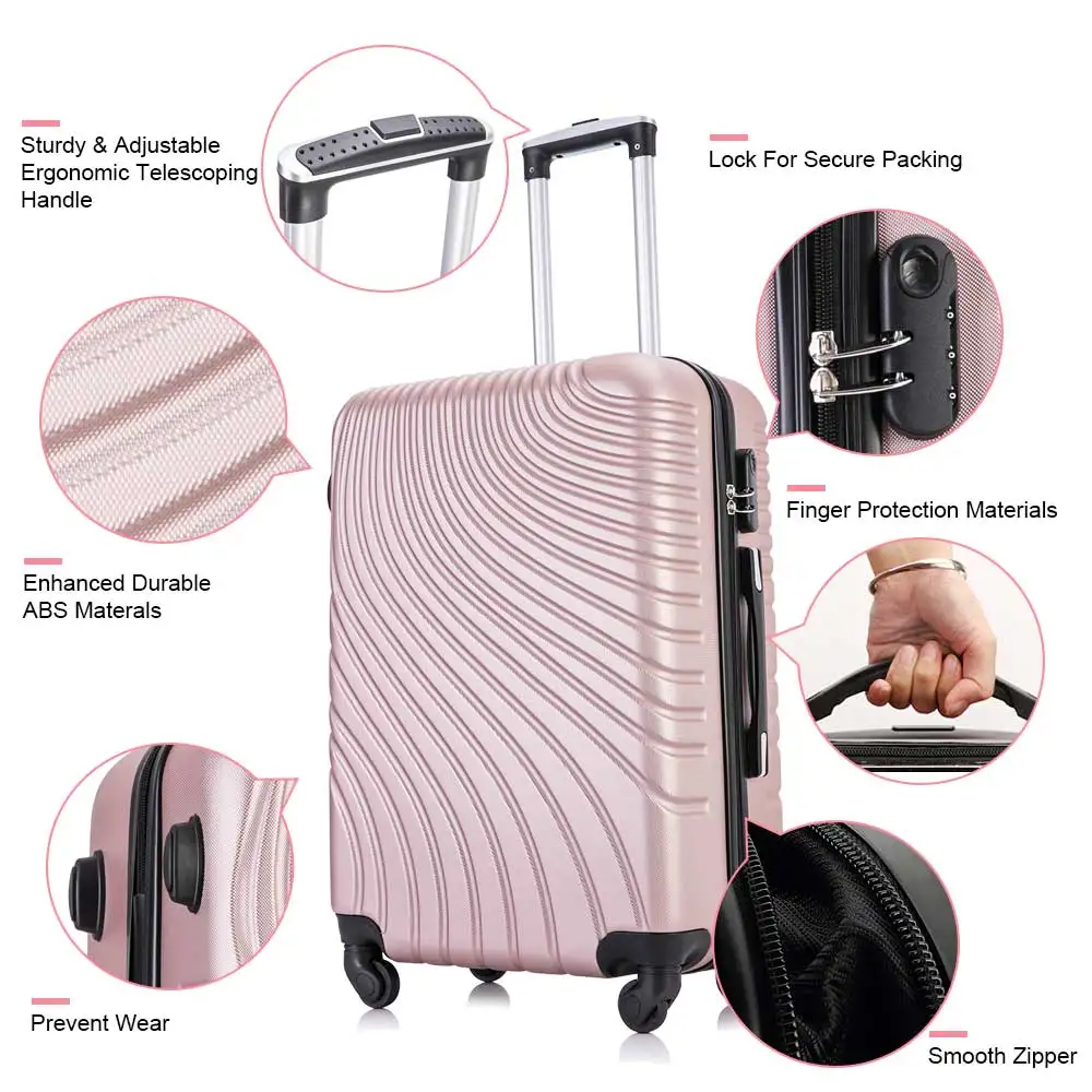 Free shipping for district 6 in US adjustable telescoping handle scientific design high capacity 3 pcs luggage set