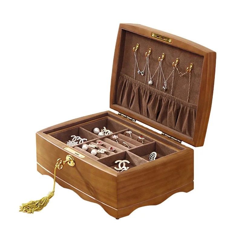 
China Supply Retro Wooden Private Dressing Leather Factory Wholesale Jewelry Box 