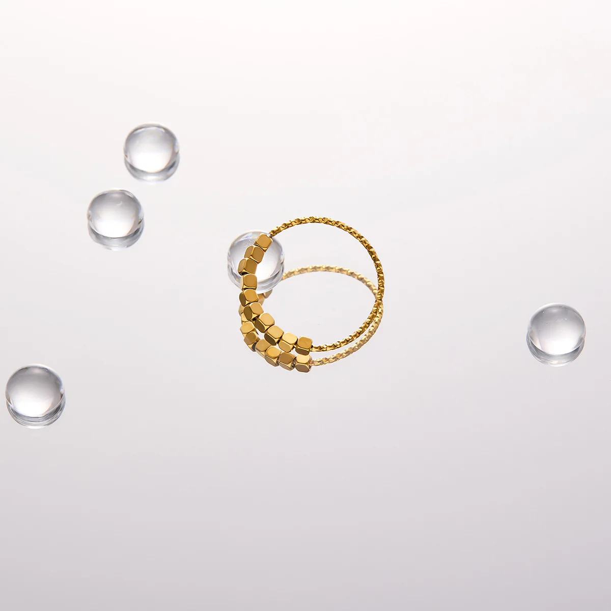 New Design Texture Gold Rings 18k Gold Plated Stainless Steel Rings