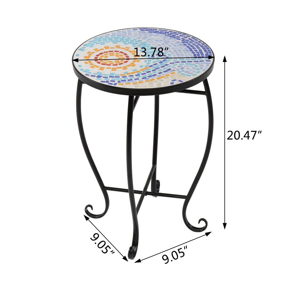 Free Shipping Round Stained Glass Sun Surface Mosaic Flower Plant Stand Outdoor Garden Patio Furniture