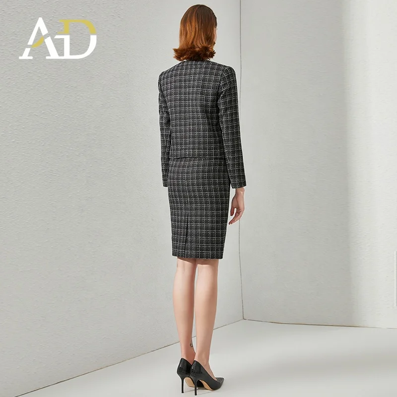 Private Label custom Korean style high- end elegant debutante tweed Two-piece dress suit Black Midi Skirt Suits for women wear