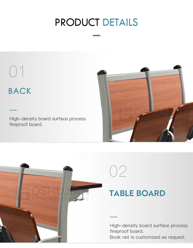 Cheap College Classroom Furniture Folding Step Chair and Desk