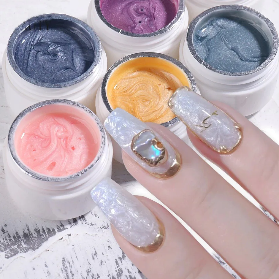 New fashion shell gel polish pearl texture top coat nail polish nail art painting UV Gel shell thread gel for nail beauty