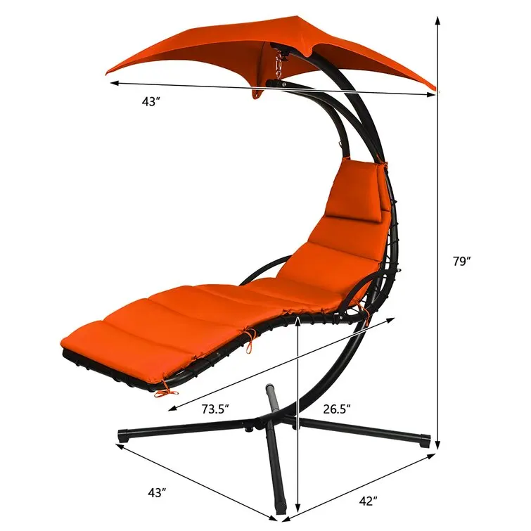 Hot Sell Hanging Curved Chaise Lounger Chair Garden Furniture Outdoor Cradle Patio Swing Chair
