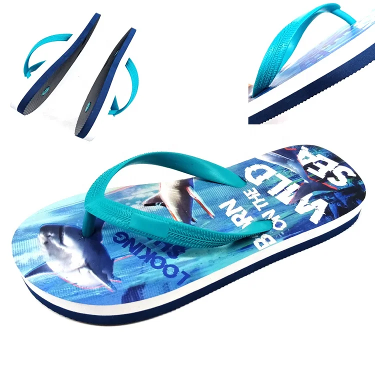 Chinese factory summer beach sandals blue color animal cool kid boy eva slipper slides non slip children flip flops