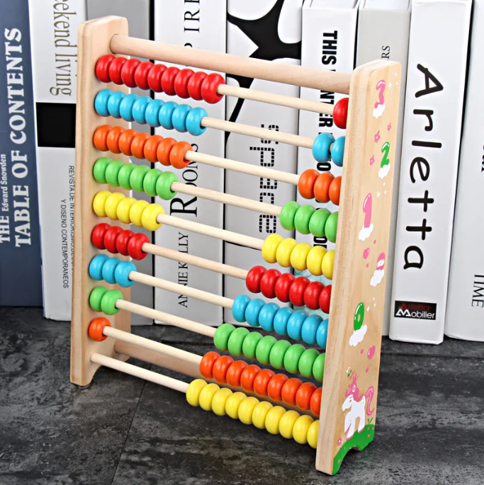 wooden children ten files arithmetic abacus early education montessori teaching aids act study materials montessori toys