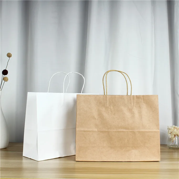Food Packaging for Restaurant Brown Kraft Paper Bag With Twisted Handle in Difference Colors and Sizes