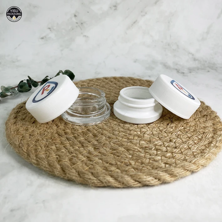 Custom empty small black 3ml 5ml 7ml 9ml square round triangular glass childproof dab concentrate containers jar