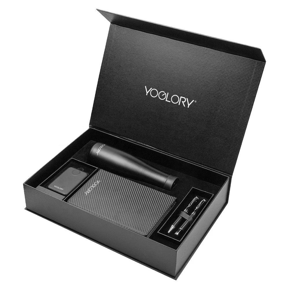 Luxury gift high-end A5 Notebook Powerbank Vacuum Cup Carbon Fibers Pens gift set for business corporate gift