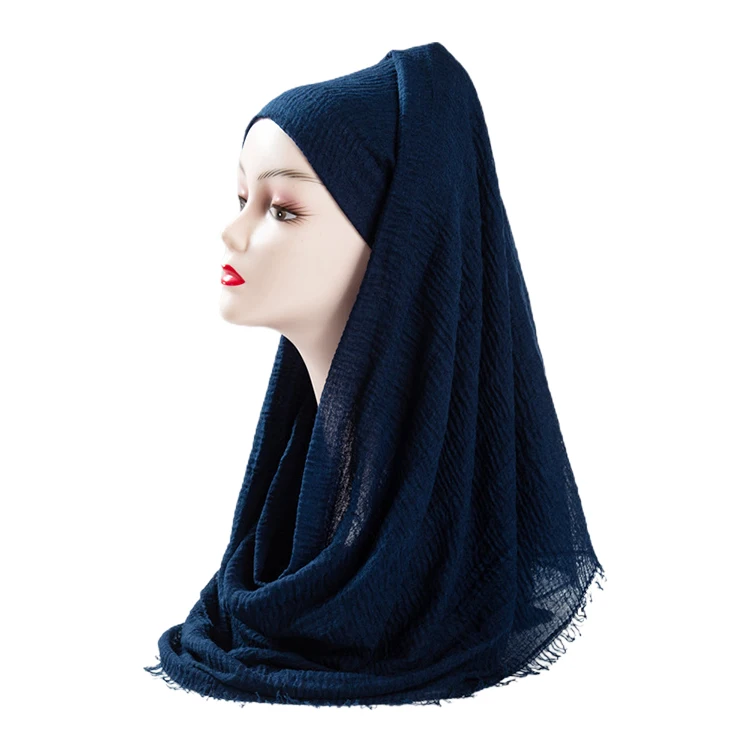 Плиссированный атласный Хиджаб Черный шарф хлопковая плиссированная шаль шарфы для мусульман женский шарф женский хиджаб мусульманский