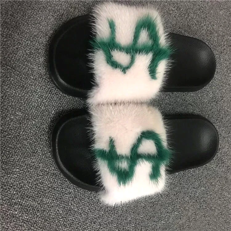 
Slippers real fur mink fur slides real fox wholesale fur slides mink 