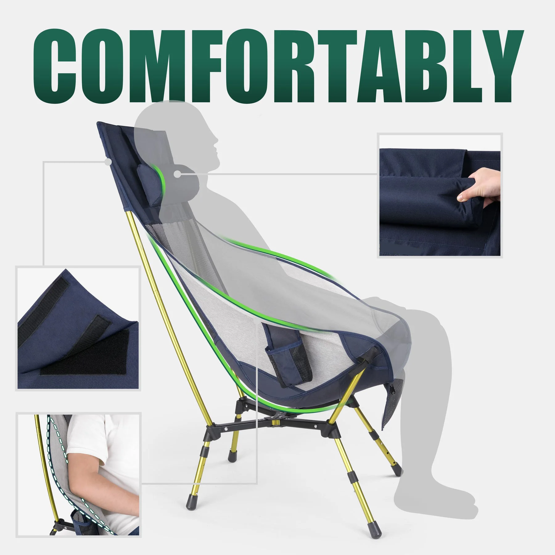 Logo Custom Factory Wholesale Garden Lightweight Aluminum Oxford Heavy Duty Foldable Traveling Camping Chair