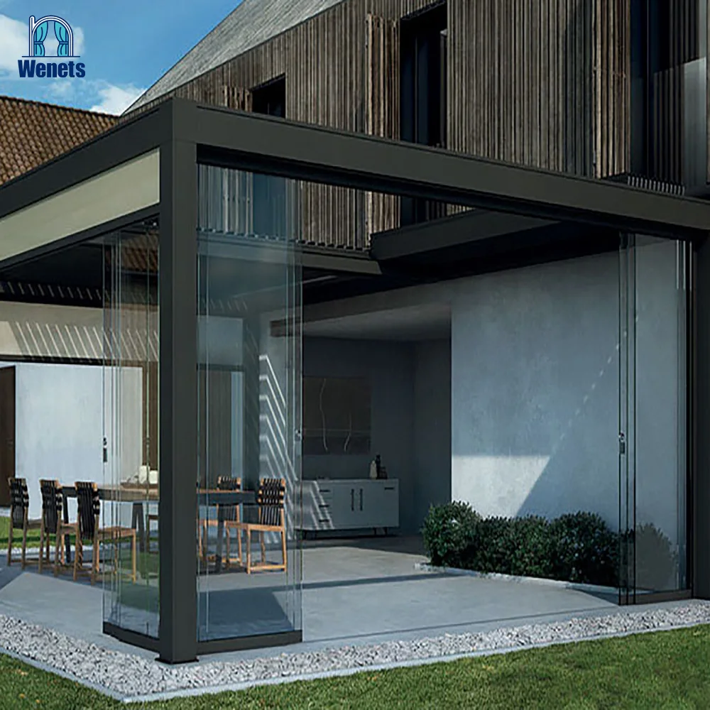 Автоматическая алюминиевая беседка, полностью Выдвижная садовая беседка для жалюзи