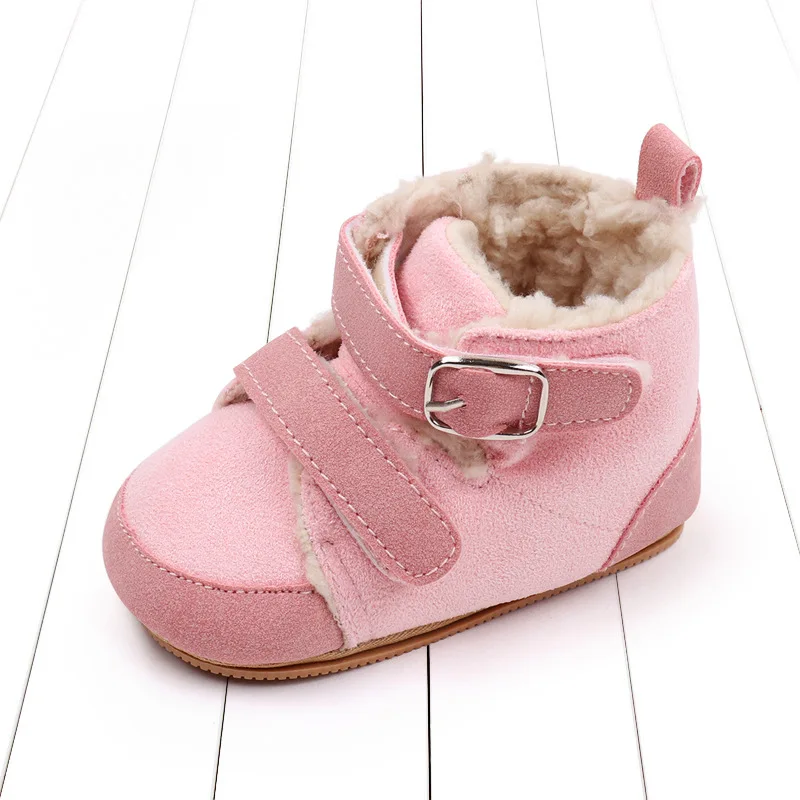 Hot sale suede leather plush winter baby toddler boots boys girls baby walking shoes