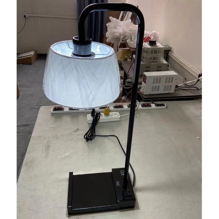 Homewood Suites Gloss Black Hotel Single Desk Light Table Lamp with USB Port and Power Outlet