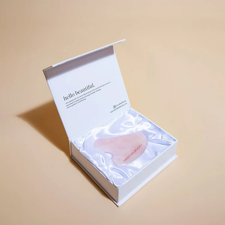 custom logo size pink woman beautiful gift packaging beauty massage skin care facial lifting tool ROSE QUARTZ gua sha paper box