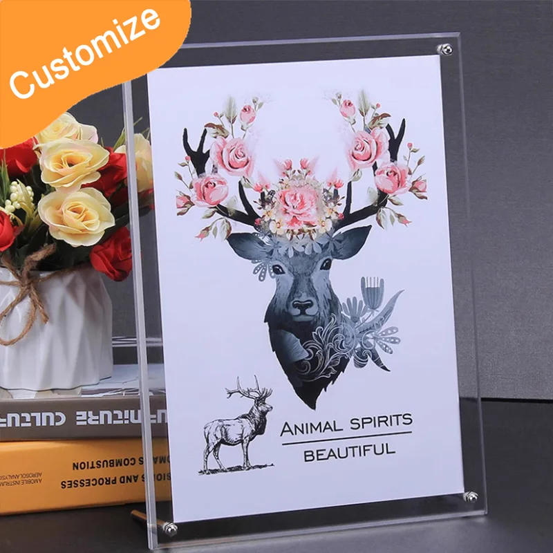 Custom Digital Printed Watercolor Portrait Abstract Wall Art Acrylic Magnetic Photo Frame for Bedroom Decor Custom Paintings