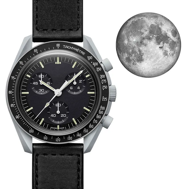 Top quality 1and1 Real Bioceramic moonswatch Waterproof Chronograph luxury brand planet quartz watches for omegas&swatchs