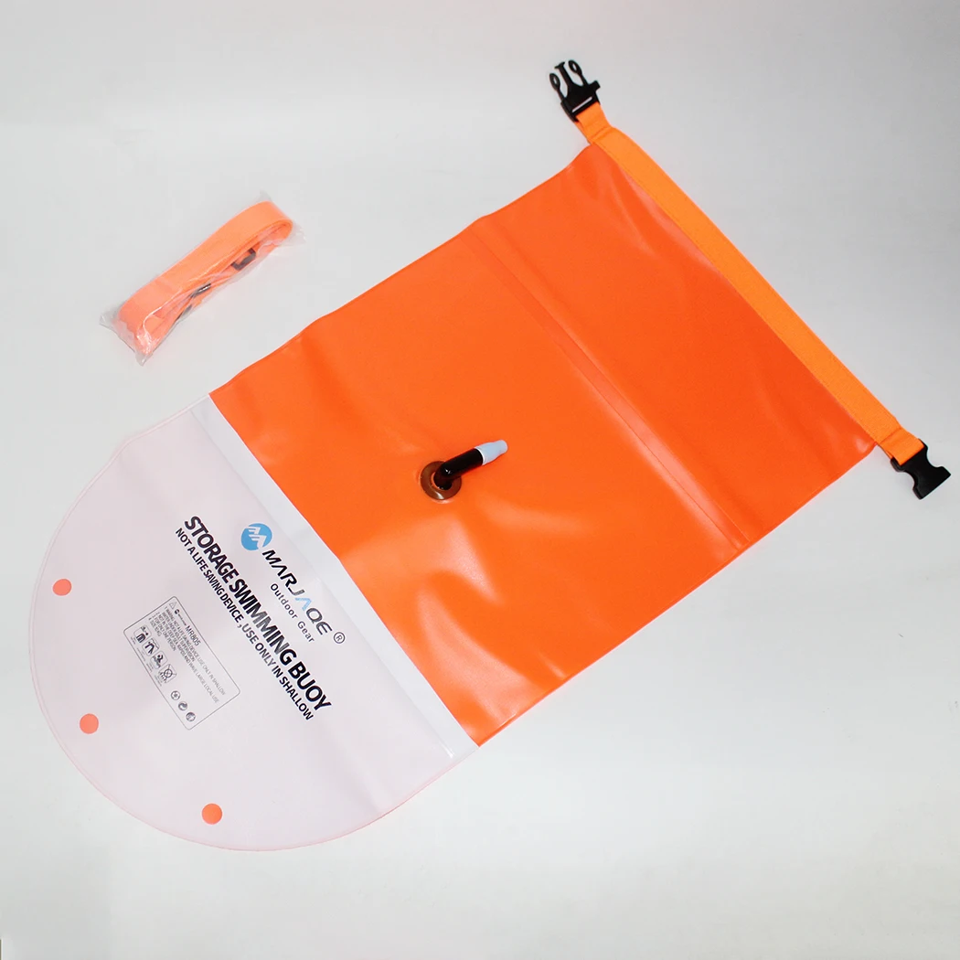 New Arrivals MARJAQE Custom Logo Inflatables Swim Buoys with Pocket Dry Bag Floating Safety Storage Swimming Buoy