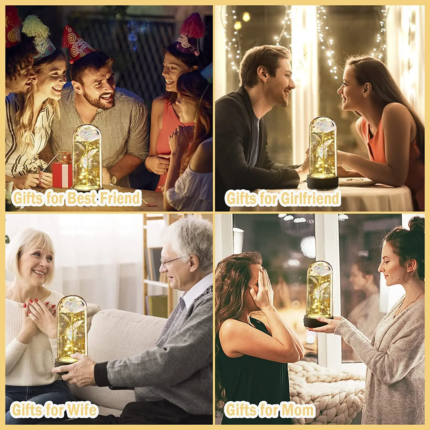 preserved Artificial flowers and plants Simulation Immortal Gold Leaf Eternal Flower light illuminated rose glass