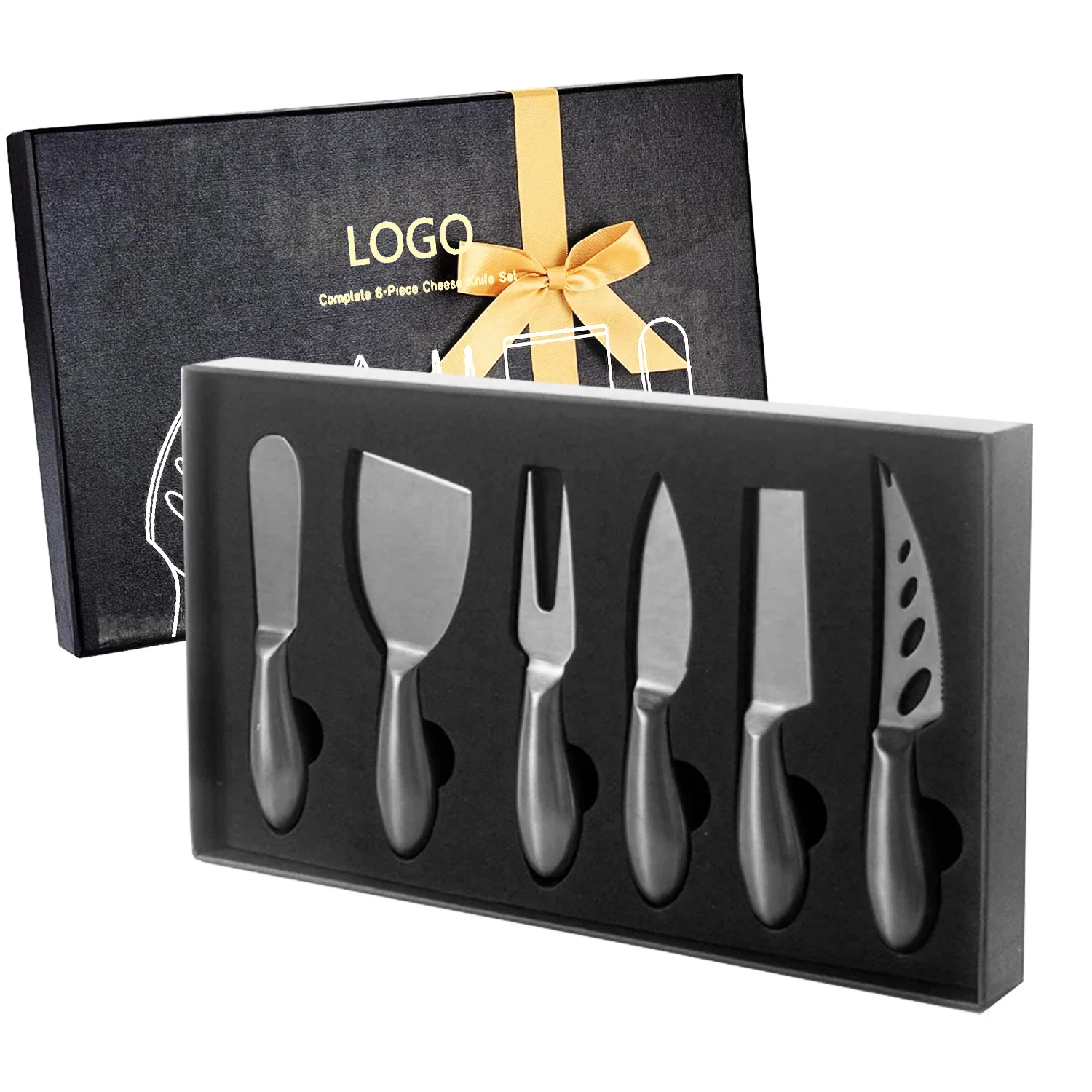 Breakfast Butter Knife Slicer Sandwich Spreader Cheese Cutters Collection Stainless Steel Black Cheese Knife Set