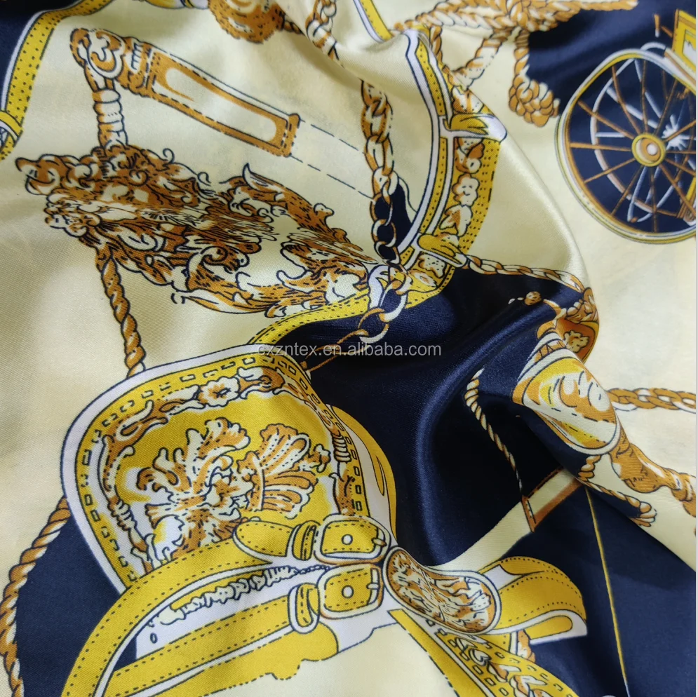 
100% poly bear printed satin fabric 