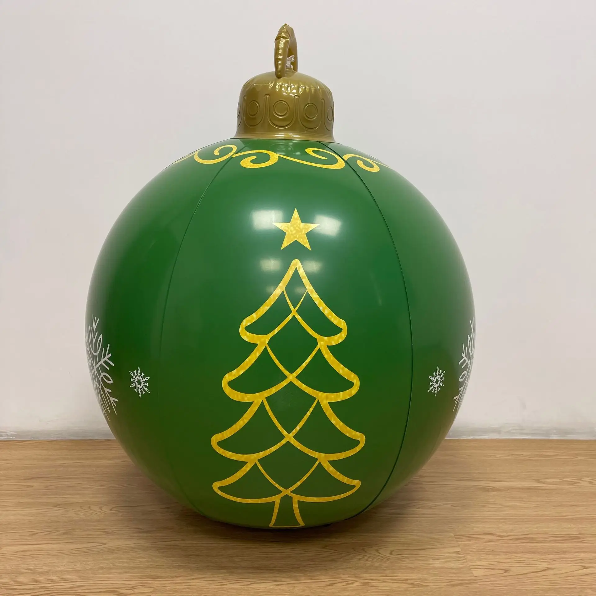 60CM Outdoor Christmas Inflatable Decorated Ball PVC Big Large Balls Xmas Tree Decorations Toy Ball Remote Light Christmas Gift