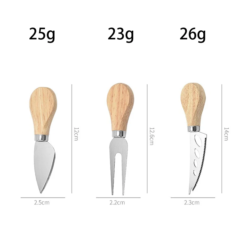 Cheese Knife Cheese Knife Set Stainless Steel for Cheese Pizza with Wood Handle