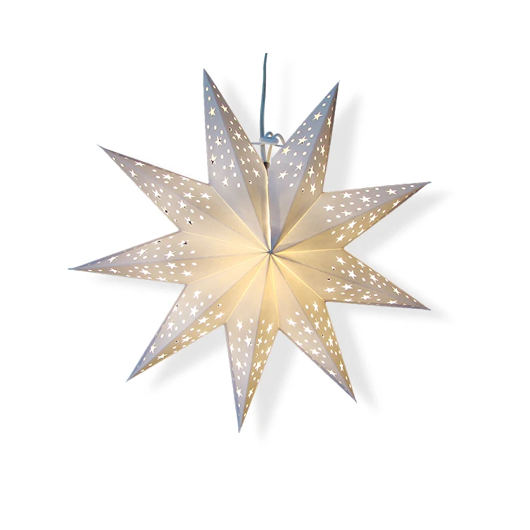 Party Favor 9 Pins Christmas Decoration Paper White Star Lantern