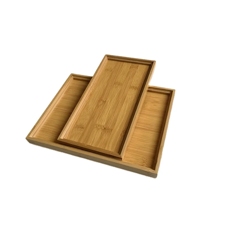 Factory Direct Sale Ready Ship 28cm Bamboo Serving Tray Customized Natural Hotel Home Use Snack Breakfast Tea Tray With Handle