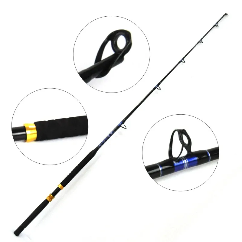  2021 FRP fishing trolling nylon butt 50-80LBS rod strong power double roller guides game 50kgs 1.65m