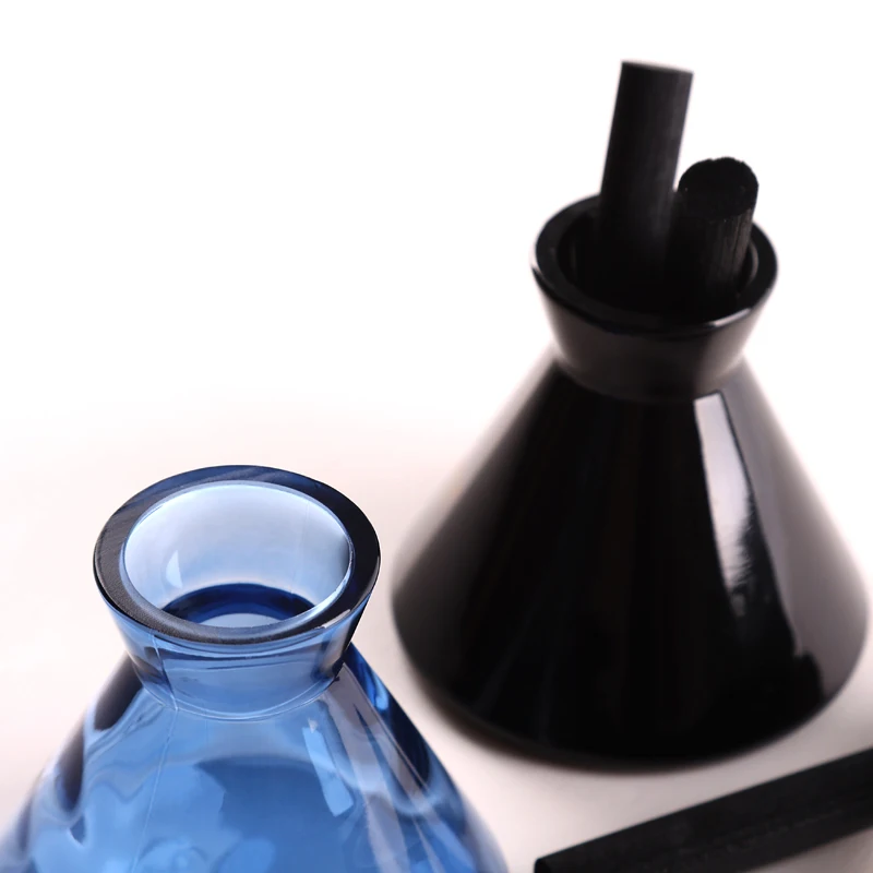 Creative Blue Black Amber 200ml Fragrance Aromatherapy Jar Scent Diffuser Container Empty Clear Glass Reed Diffuser Bottles