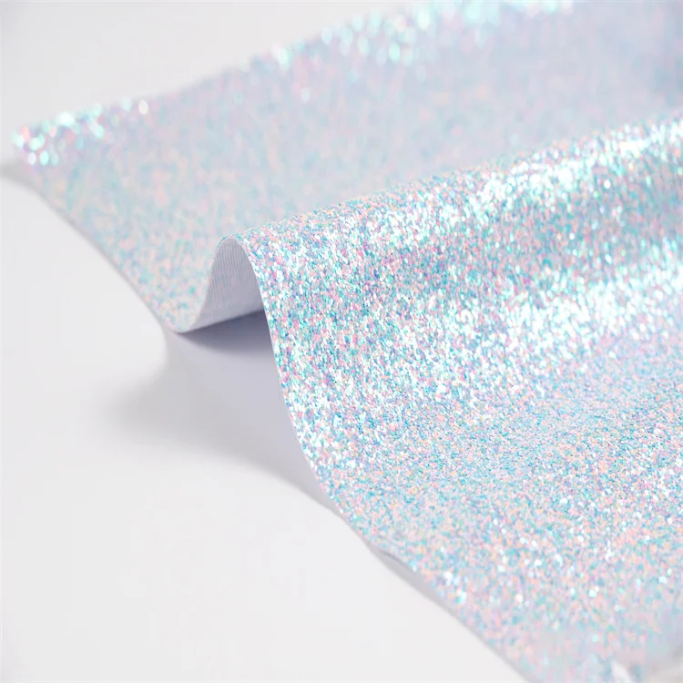 Good Quality Fabric Fine Helographic Rolls Blue Glitter Faux Leather A4 Sheets