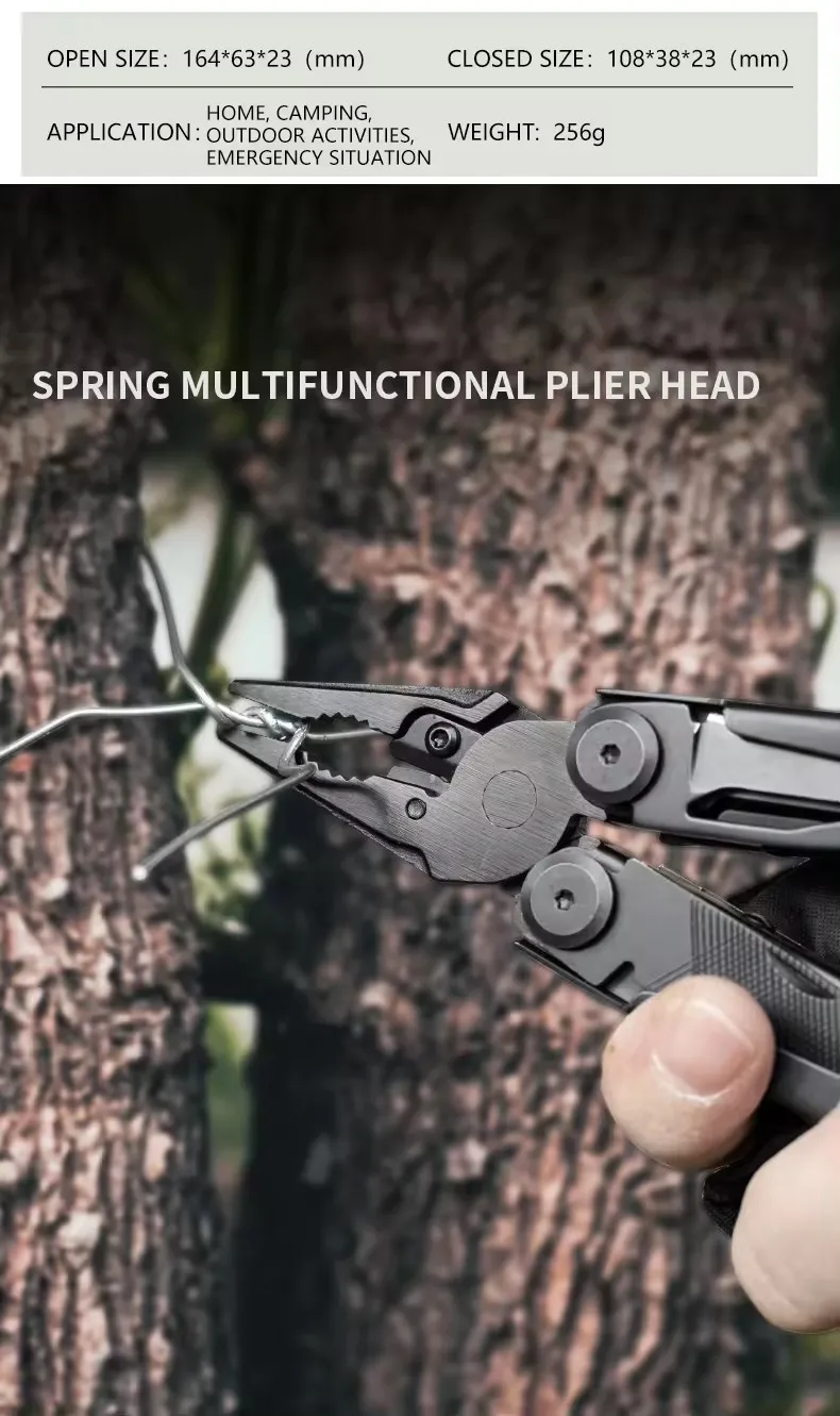 Multitool Pliers Pocket Knife Camping Hiking Gear Multitool Knife 15-in-1 Multi Tool Saw Scissors for Men Camping Hiking
