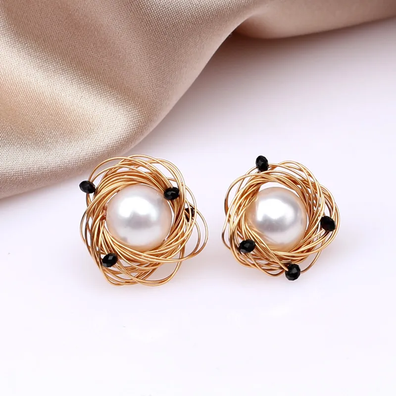 Safe 925 sterling silver stud handmade fresh water nice pearl earrings