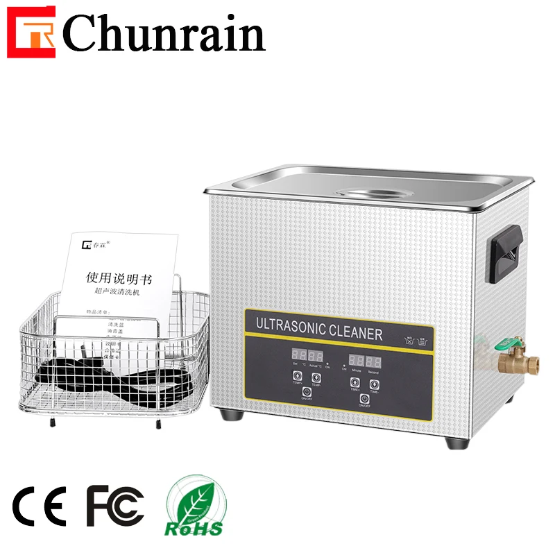 FCC CE ROHS Ultrasonic cleaner 10L CR-040S 240W 40KHZ 80KHZ for Labs Pipettes Test Tubes Medical  Dental Surgical Instruments