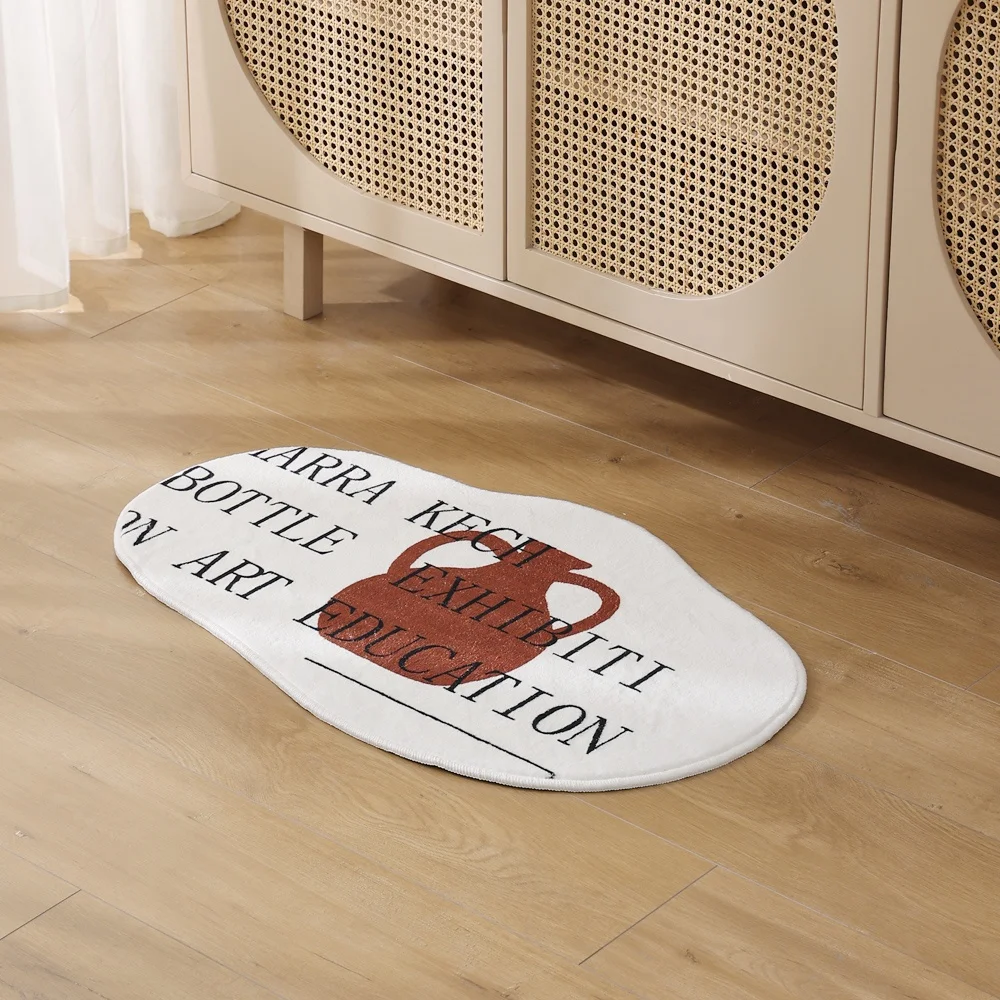 Custom washing room bathroom rug floor mats irregular door mat soft faux fur shag rug washable anti slip bathmat