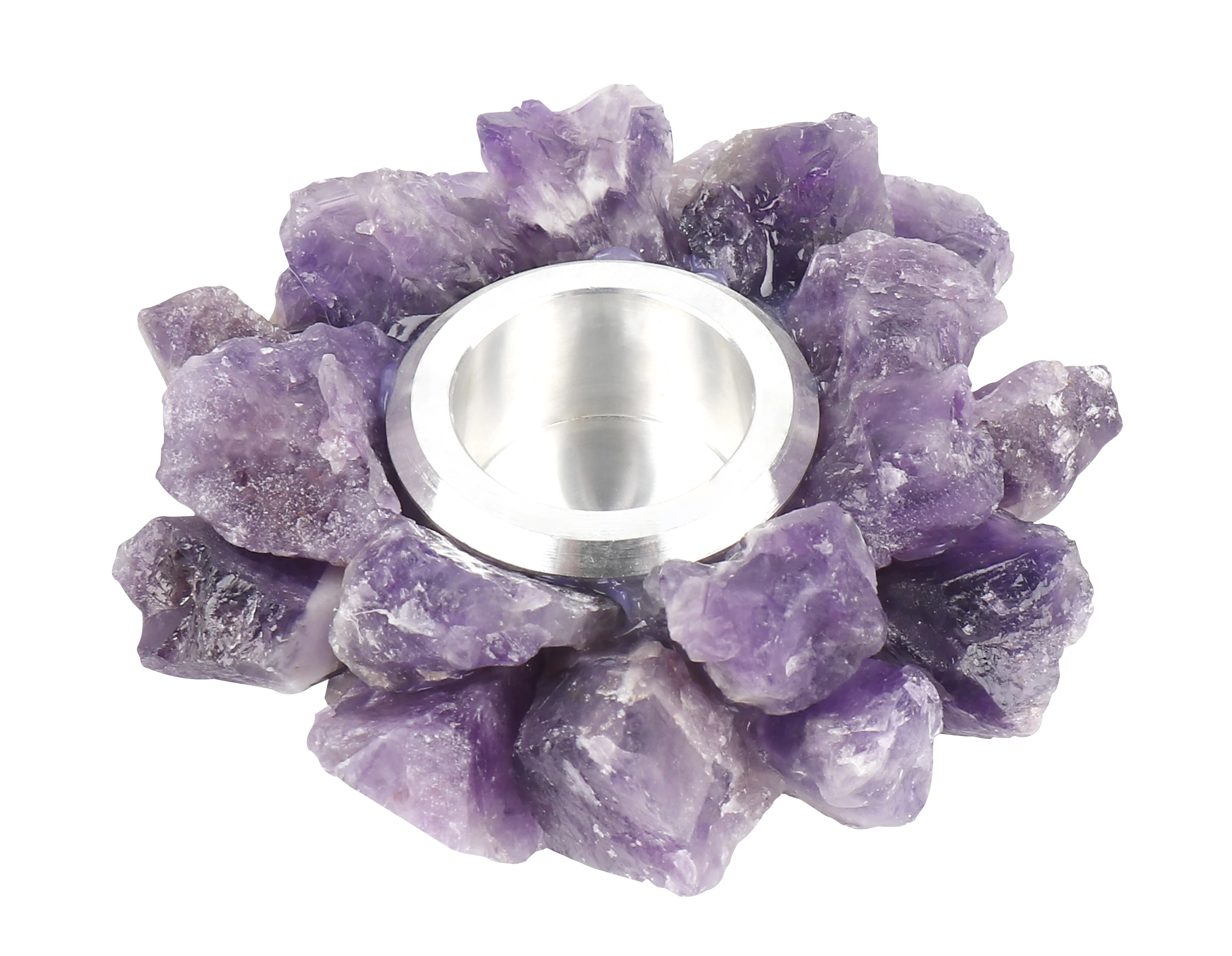 Handmade Natural Amethyst Cluster Quartz Crystal Healing Votive Candle Holder Gemstone Tealight Holder Home Decor Reiki Stone