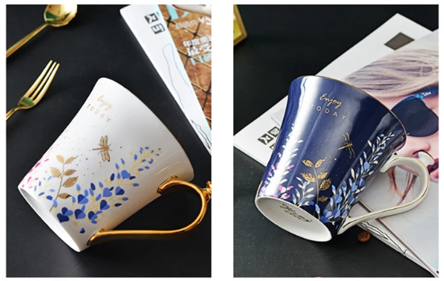 Hotsale luxury ceramic mugs Bone china coffee mug with handle Porcelain bulk mug for home hotel restaurant