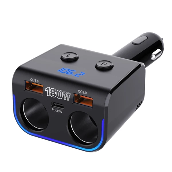 YANTU L04 180w QC+ PD Quick Charging Wireless Socket Dual USB Fast electric Car Charger Adapter Cigarette Lighter phone 12V 24V