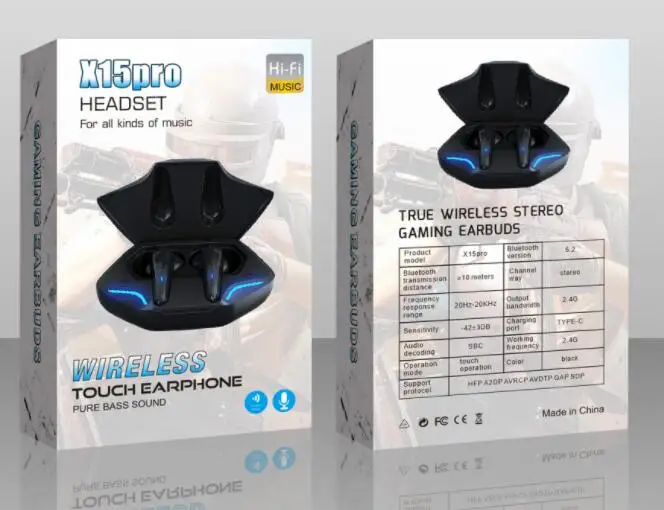 New Arrival Top Quality X15PRO TWS Earphone Zero Latency Gaming Headphone Audifonos HIFI Wireless Earbuds x15 pro