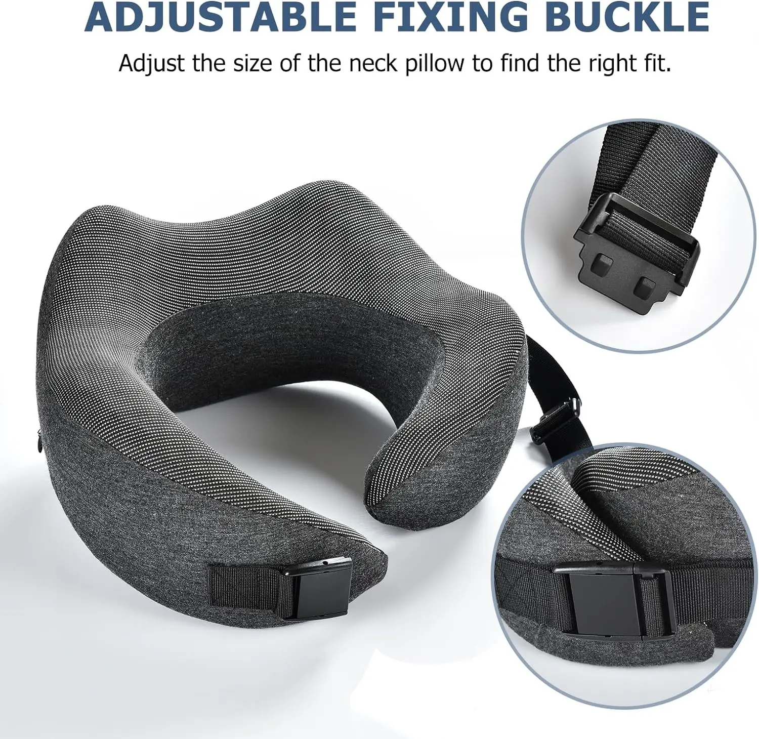 Travel Pillow Memory Foam Ergonomic Neck Support Pillow Adjustable Clasp U Shaped Pillow for Travel Sleep Rest Airplane Car