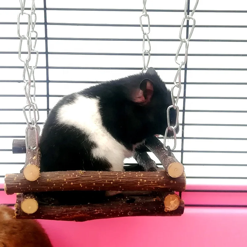 2020 China Wooden Branch Hamster Rabbit Bed Chinchilla Swing Squirrel Hammock Guinea Pig Pedal Small Pet Toy Molar Supplies