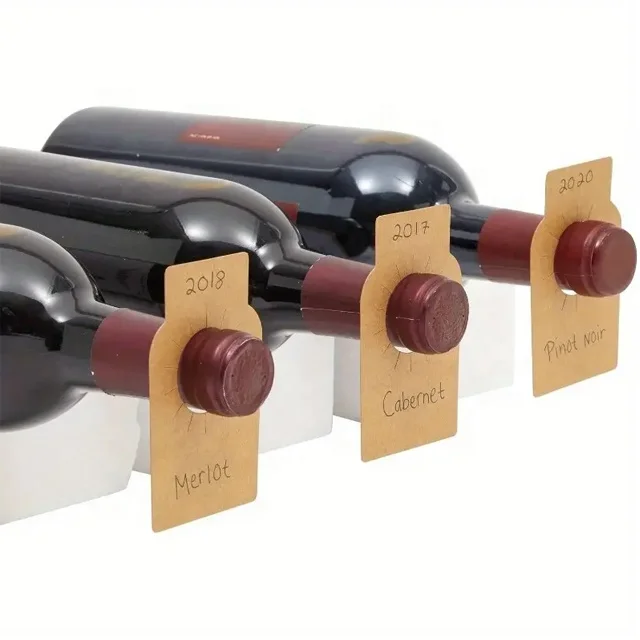 Kraft Paper Wine Bottle Tags for Cellar Collection Hanging Labels for Champagne with Space for Name Year Tasting Notes Printed