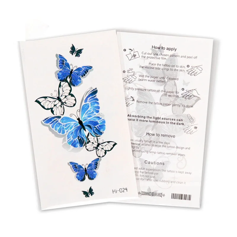 Women Arm Face Glowing Body Art Snake Butterfly Electric Syllable Party New Blue Luminous Tattoo Sticker