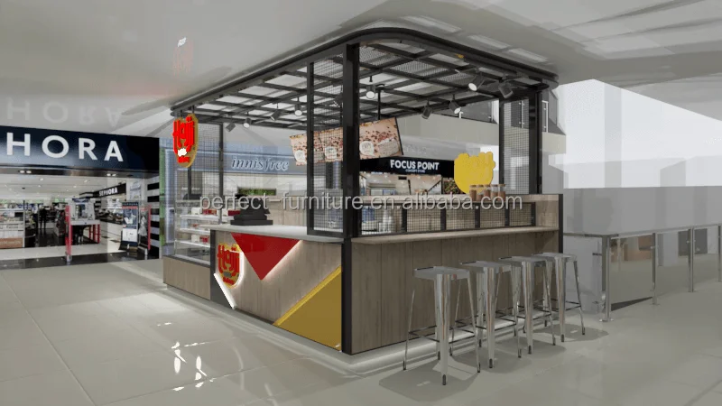 Attractive Bakery Kiosk Cake Kiosk Food Counter with Professional 3d Design