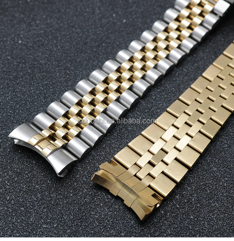 High Quality Stainless Steel Watch Strap For Ro-lex Original Watch Metal Chain With 5 Bead Steel Solid Folding Clasp 20mm