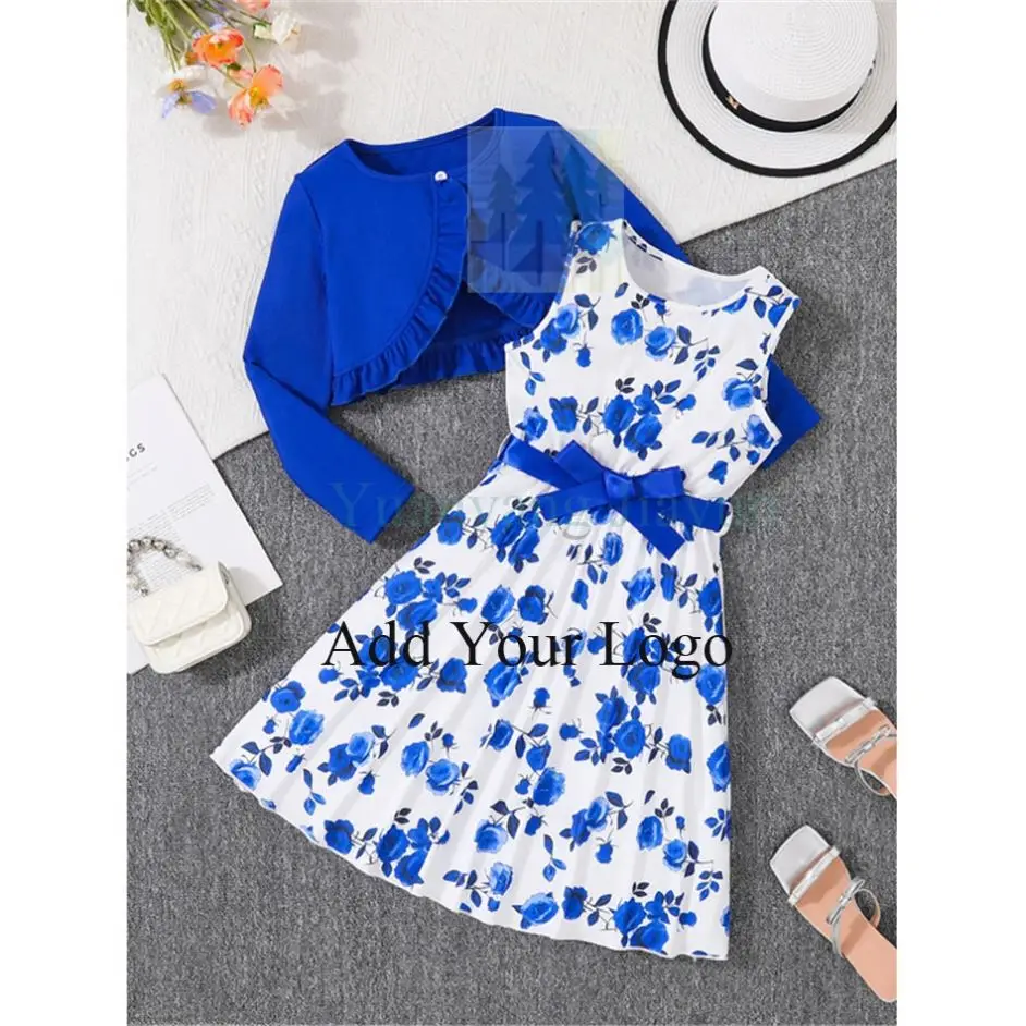 8 Years Old girls clothing sets Fashion Long sleeved jacket+black dress Teenager Child Girls Sets