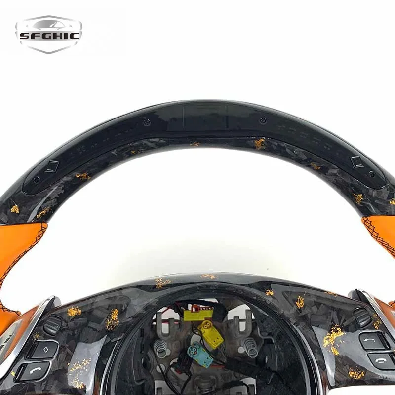 Customized Steering Wheel For Porsche 718 911 Panamera Cayenne Cayman Yellow Forged Carbon Fiber Steering Wheel
